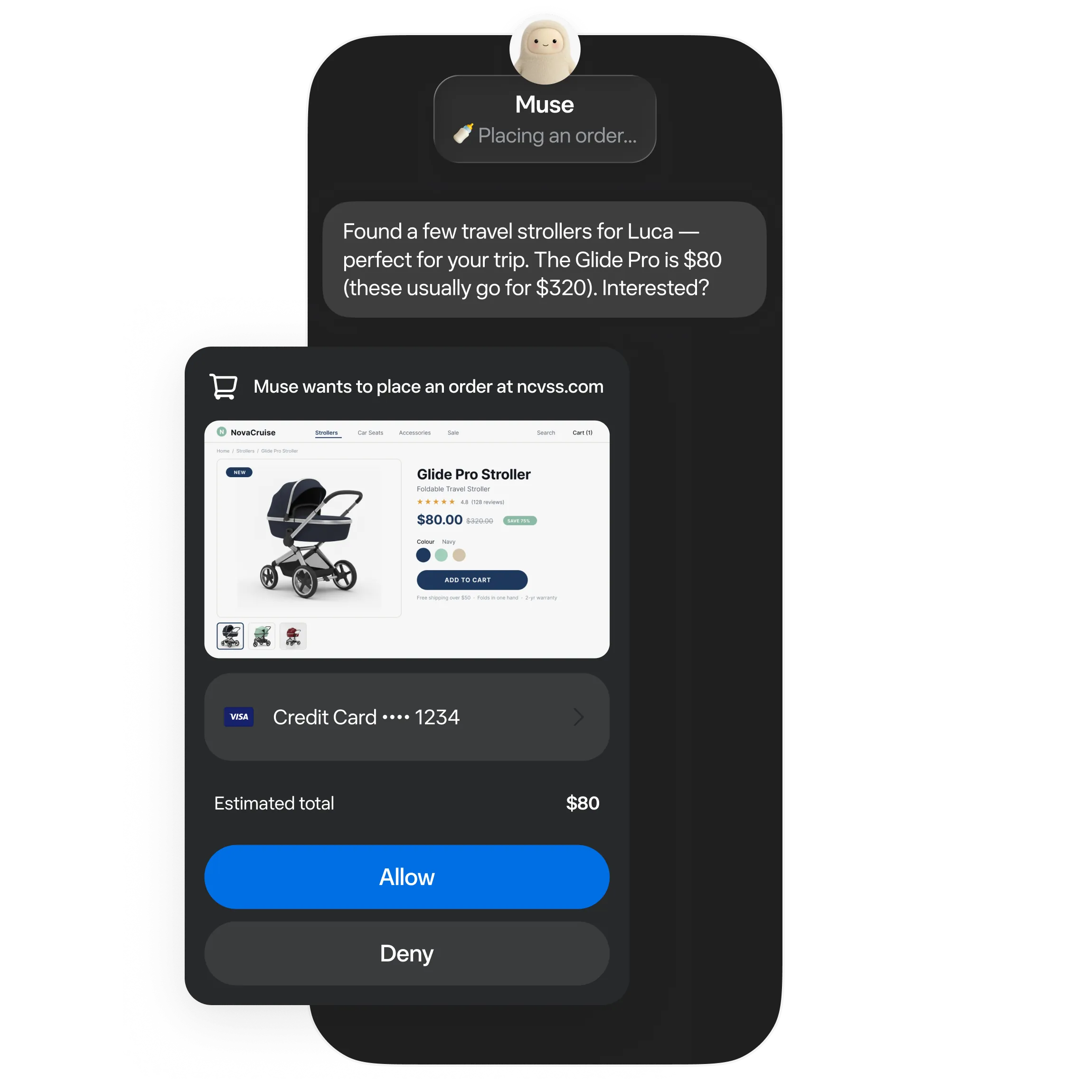 Floating purchase, message, activity, permission, and decision controls